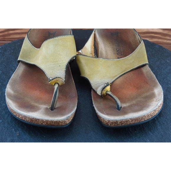 Mephisto Sz 40 M Green Flip Flop Leather Women‎ Sandals - Picture 2 of 7